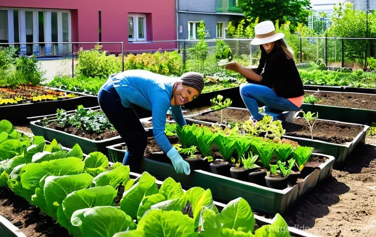 그린 운동 처방의 지역별 적용 사례 - **Urban Community Garden in Berlin, Germany**
Prompt: "A vibrant and diverse group of German cit...