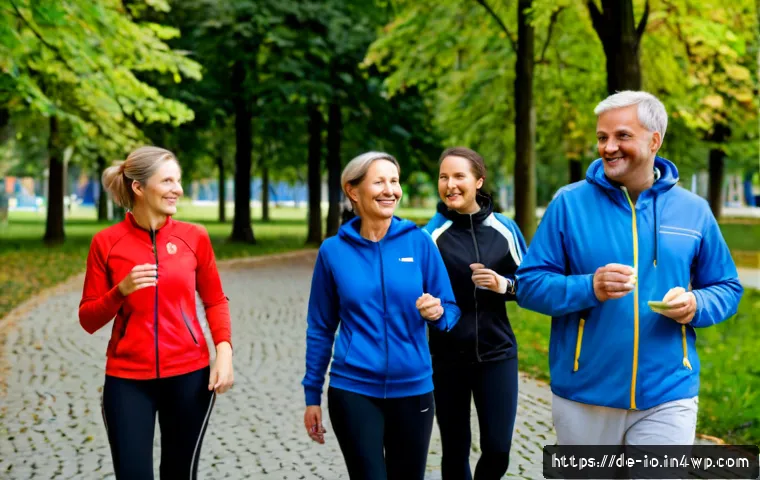 그린 운동 처방의 참여자 동기 부여 방법 - Photorealistic lifestyle scene in a peaceful German city park, a friendly middle-aged female health ...